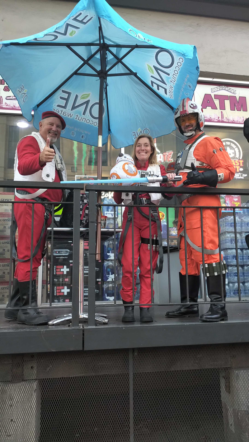 As long as there’s still light, these brave pilots of the Resistance (and their Rebel friend), have got a chance.